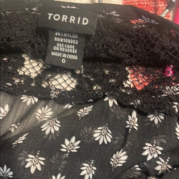 Torrid Sheer Black Blouse with White Floral Design - Picture 6 of 7
